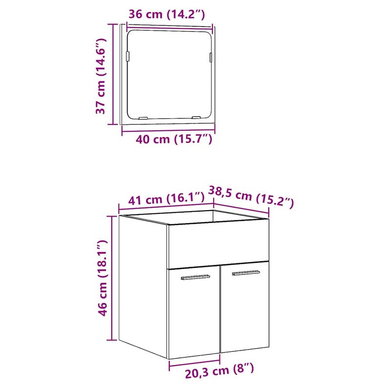 Casa si Gradina - Mobilier - Seturi de mobilier - Seturi baie - Set mobilier de baie, 2 piese, stejar artizanal, lemn prelucrat - Infinity.ro