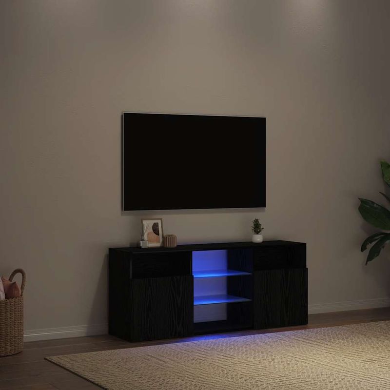 Casa si Gradina - Mobilier - Comode si corpuri - Comode - Dulap TV cu LED stejar negru 120x30x50 cm lemn prelucrat - Infinity.ro