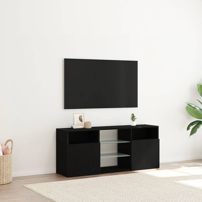 Casa si Gradina - Mobilier - Comode si corpuri - Comode - Dulap TV cu LED stejar negru 120x30x50 cm lemn prelucrat - Infinity.ro