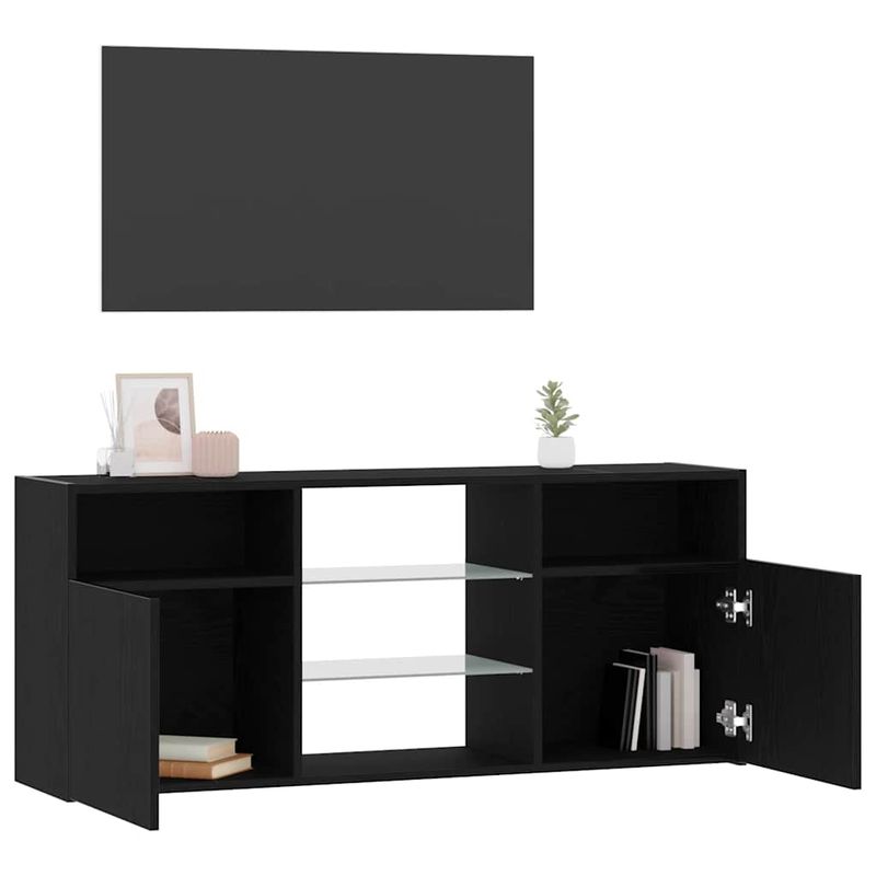 Casa si Gradina - Mobilier - Comode si corpuri - Comode - Dulap TV cu LED stejar negru 120x30x50 cm lemn prelucrat - Infinity.ro
