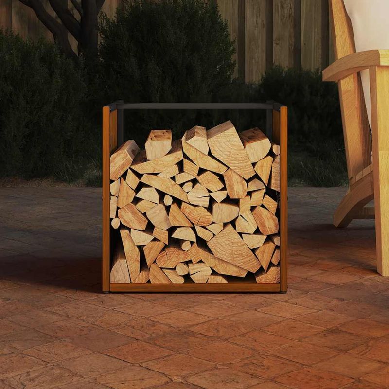 Casa si Gradina - Termice - Sobe, Seminee si accesorii - Accesorii seminee si sobe - Suport pentru lemne de foc 40x40x40 cm Otel pentru intemperii - Infinity.ro