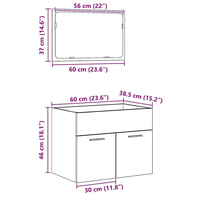 Casa si Gradina - Mobilier - Seturi de mobilier - Seturi baie - Set mobilier de baie, 2 piese, stejar artizanal, lemn prelucrat - Infinity.ro
