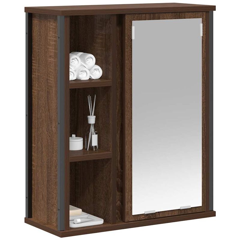 Casa si Gradina - Mobilier - Mobilier baie - Corpuri baie - Dulap de baie cu oglinda stejar maro 50x21x60 cm - Infinity.ro