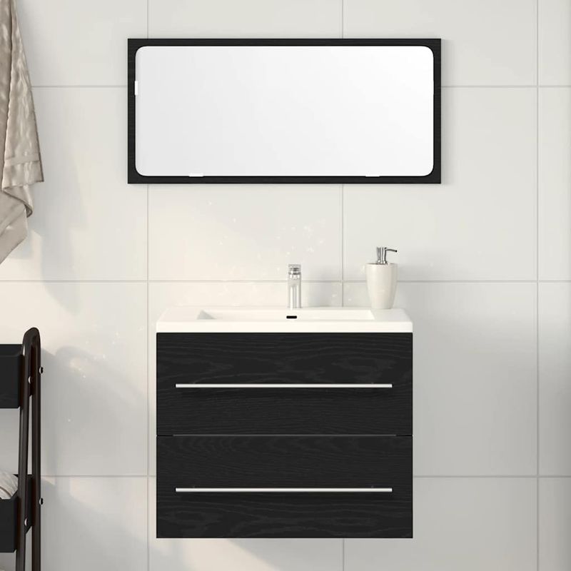 Casa si Gradina - Mobilier - Seturi de mobilier - Seturi baie - Dulap pentru chiuveta de baie stejar negru lemn prelucrat - Infinity.ro