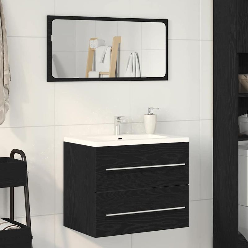 Casa si Gradina - Mobilier - Seturi de mobilier - Seturi baie - Dulap pentru chiuveta de baie stejar negru lemn prelucrat - Infinity.ro