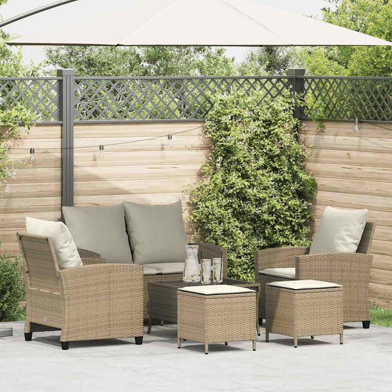 Casa si Gradina - Gradina si terasa - Mobilier exterior - Seturi mobila gradina - Set canapele de gradina cu perne, 6 piese, bej, poliratan - Infinity.ro