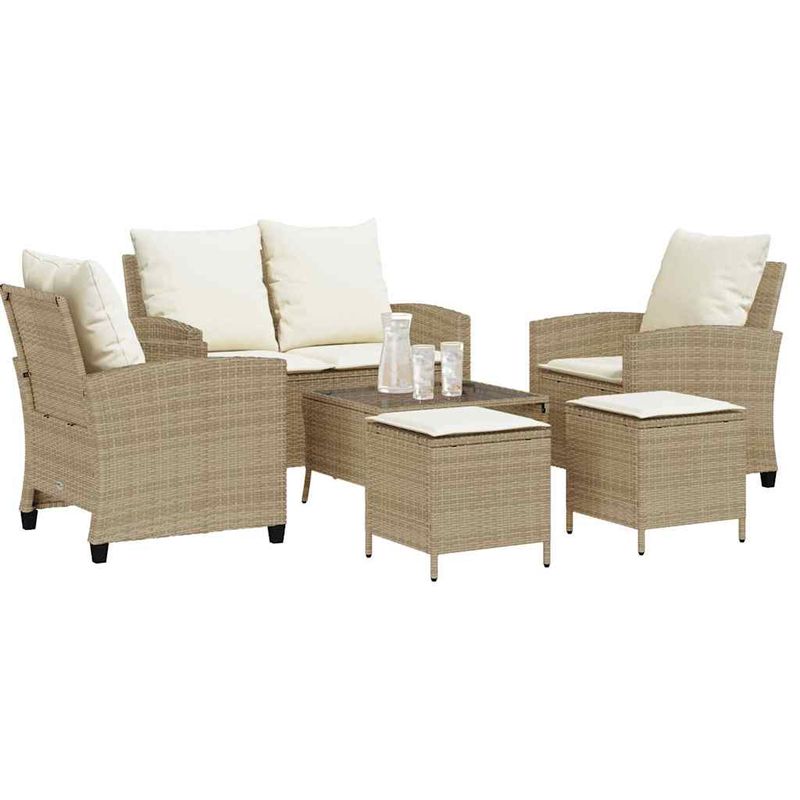 Casa si Gradina - Gradina si terasa - Mobilier exterior - Seturi mobila gradina - Set canapele de gradina cu perne, 6 piese, bej, poliratan - Infinity.ro