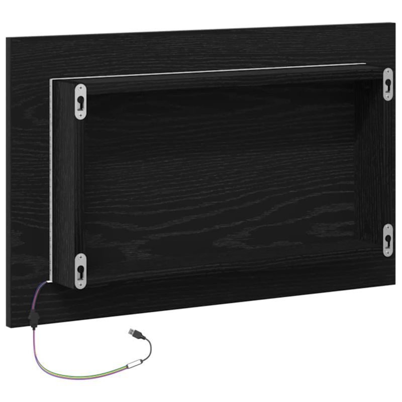 Casa si Gradina - Mobilier - Mobilier baie - Oglinzi baie - Oglinda de baie cu lumini LED, stejar negru, 60x8,5x37 cm - Infinity.ro