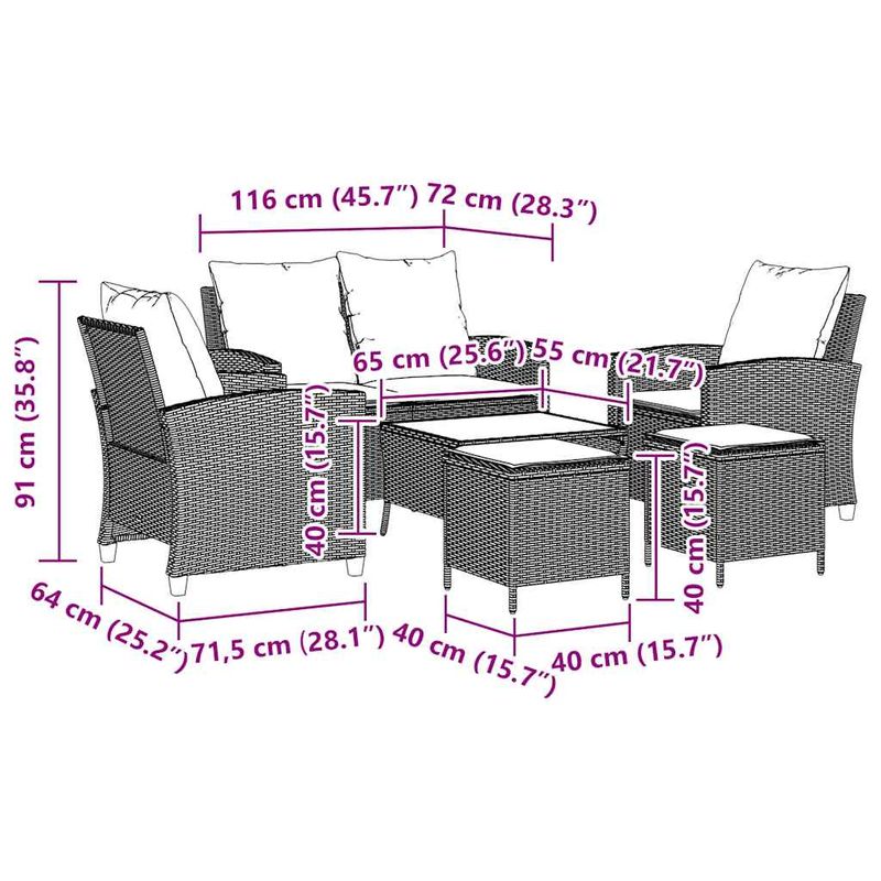 Casa si Gradina - Gradina si terasa - Mobilier exterior - Seturi mobila gradina - Set canapele de gradina cu perne, 6 piese, bej, poliratan - Infinity.ro