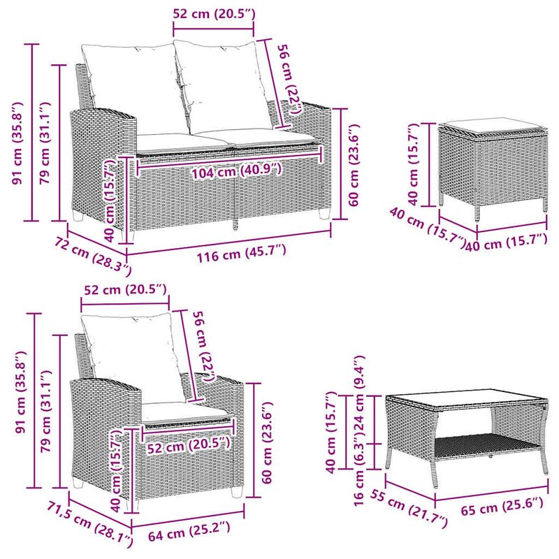 Casa si Gradina - Gradina si terasa - Mobilier exterior - Seturi mobila gradina - Set canapele de gradina cu perne, 6 piese, bej, poliratan - Infinity.ro
