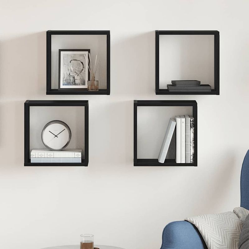 Casa si Gradina - Mobilier - Biblioteci si rafturi - Rafturi - Rafturi de perete cub 4 buc. stejar negru, 30x15x30 cm lemn - Infinity.ro