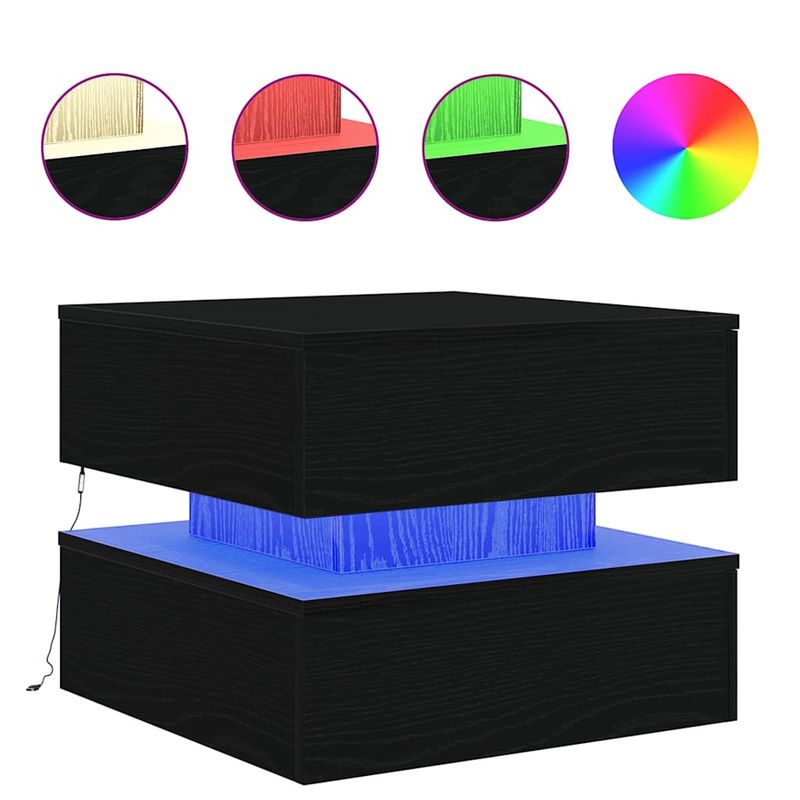 Casa si Gradina - Mobilier - Mese si birouri - Masute de cafea - Masuta de cafea cu lumini LED Stejar negru 50x50x40 cm - Infinity.ro