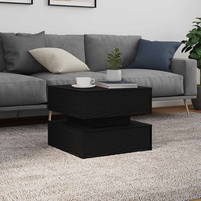 Casa si Gradina - Mobilier - Mese si birouri - Masute de cafea - Masuta de cafea cu lumini LED Stejar negru 50x50x40 cm - Infinity.ro
