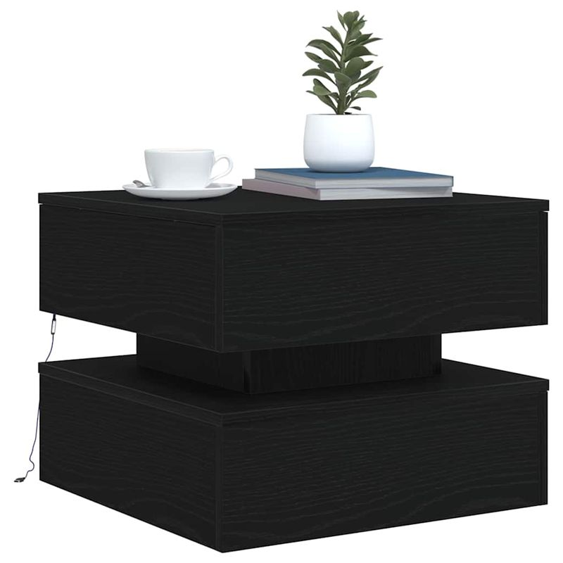 Casa si Gradina - Mobilier - Mese si birouri - Masute de cafea - Masuta de cafea cu lumini LED Stejar negru 50x50x40 cm - Infinity.ro
