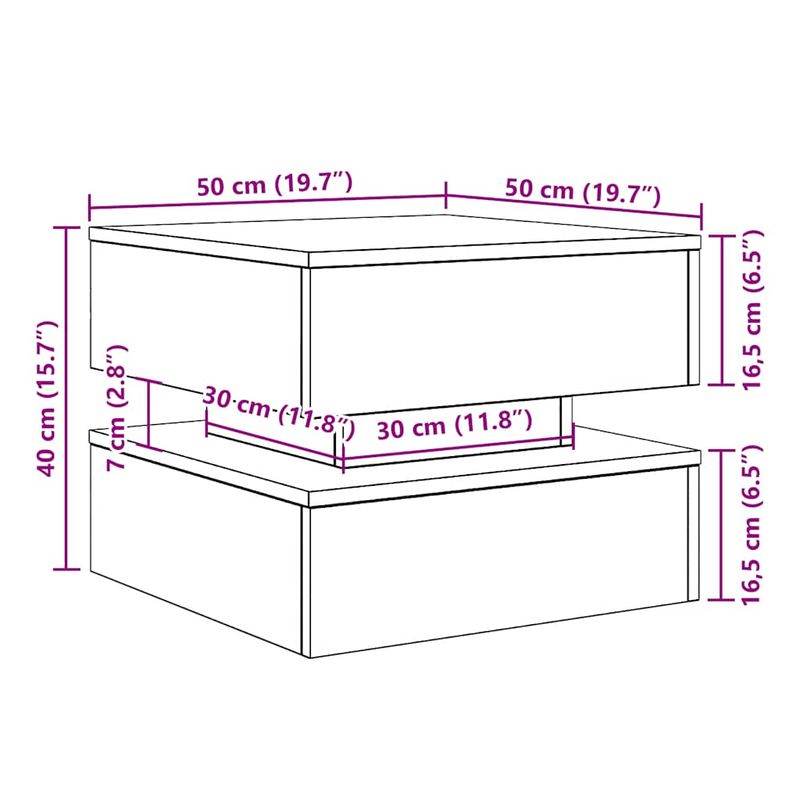 Casa si Gradina - Mobilier - Mese si birouri - Masute de cafea - Masuta de cafea cu lumini LED Stejar negru 50x50x40 cm - Infinity.ro