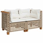 Casa si Gradina - Gradina si terasa - Mobilier exterior - Canapele si fotolii gradina - Canapele de colt de gradina cu perne, 2 buc., bej, poliratan, model 2x colțar (cu sculptură) - Infinity.ro