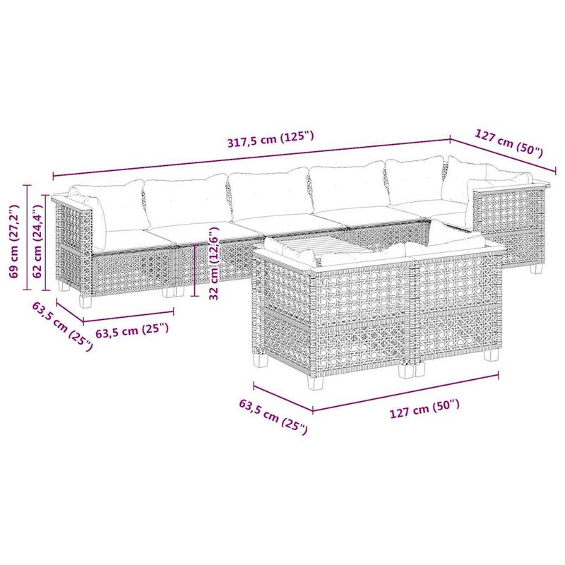 Casa si Gradina - Gradina si terasa - Mobilier exterior - Seturi mobila gradina - Set canapele de gradina, 9 piese, cu perne, bej, poliratan - Infinity.ro