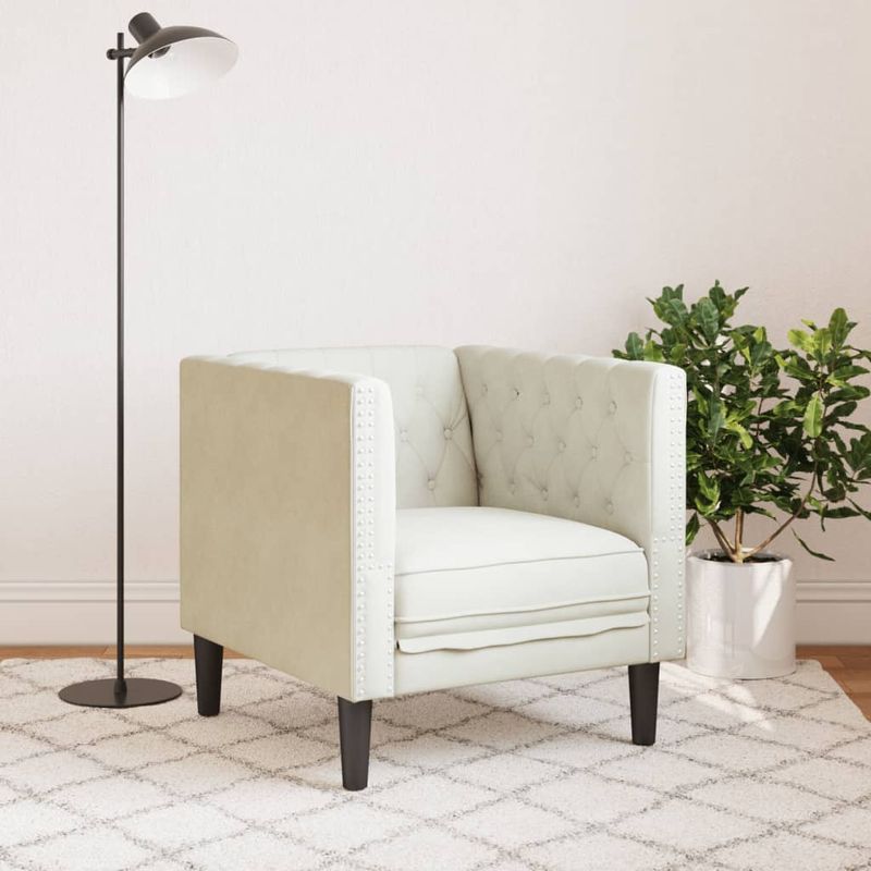 Casa si Gradina - Mobilier - Scaune si fotolii - Fotolii - Fotoliu Chesterfield, crem, catifea - Infinity.ro