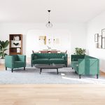 Casa si Gradina - Mobilier - Seturi de mobilier - Seturi living - Set canapele Chesterfield cu perne rulou 3 piese verde catifea - Infinity.ro