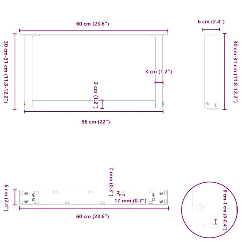 Casa si Gradina - Mobilier - Feronerie si accesorii mobila - Picioare pentru masa cafea in forma U 2 buc Otel natural Otel - Infinity.ro