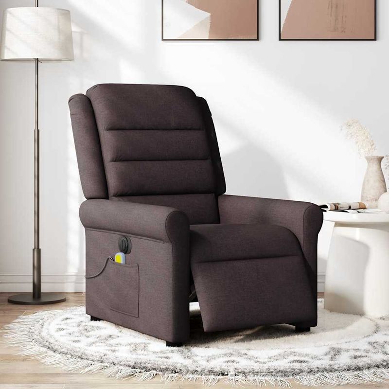 Ingrijire personala si Cosmetice - Sanatate si wellness - Articole wellness - Fotolii de masaj - Fotoliu electric de masaj rabatabil, maro inchis, textil - Infinity.ro