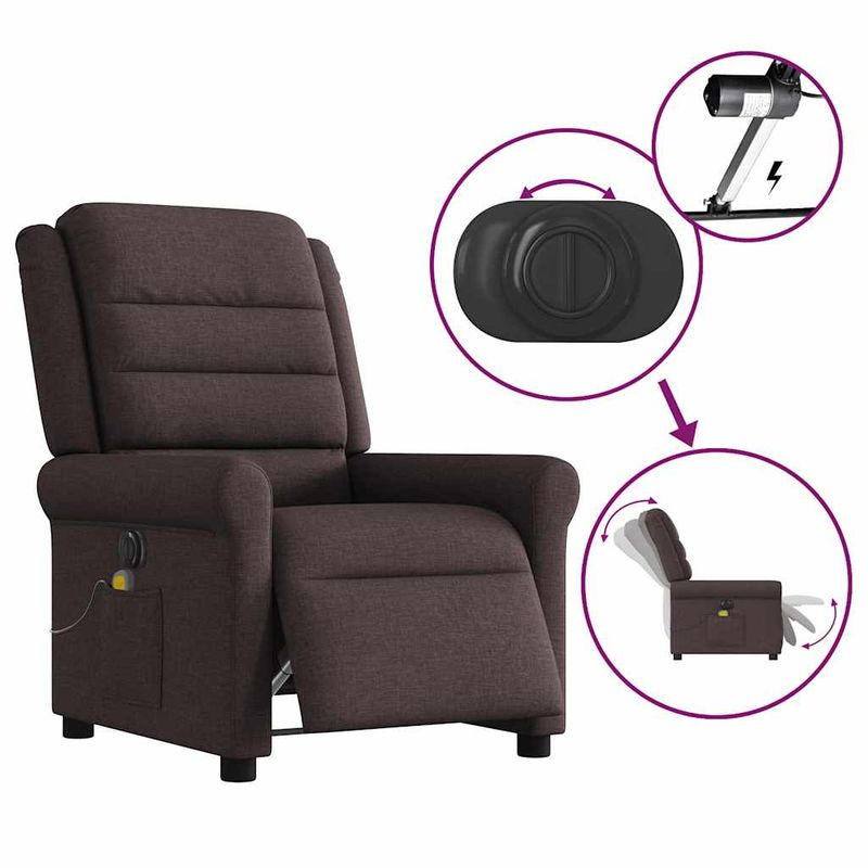 Ingrijire personala si Cosmetice - Sanatate si wellness - Articole wellness - Fotolii de masaj - Fotoliu electric de masaj rabatabil, maro inchis, textil - Infinity.ro