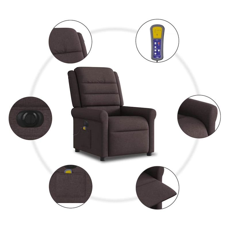 Ingrijire personala si Cosmetice - Sanatate si wellness - Articole wellness - Fotolii de masaj - Fotoliu electric de masaj rabatabil, maro inchis, textil - Infinity.ro