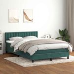 Casa si Gradina - Mobilier - Paturi si accesorii - Paturi - Pat box spring cu saltea, verde inchis, 160x220 cm, catifea - Infinity.ro