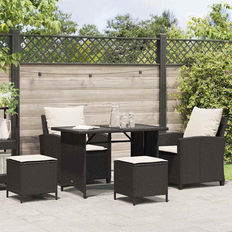 Casa si Gradina - Gradina si terasa - Mobilier exterior - Canapele si fotolii gradina - Set mobilier de gradina cu perne, 4 piese, negru, poliratan - Infinity.ro