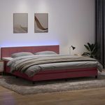 Casa si Gradina - Mobilier - Paturi si accesorii - Paturi - Pat box spring cu saltea, roz, 180x210 cm, catifea - Infinity.ro