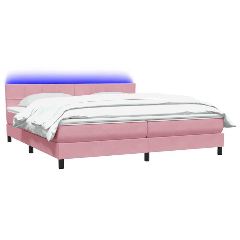 Casa si Gradina - Mobilier - Paturi si accesorii - Paturi - Pat box spring cu saltea, roz, 180x210 cm, catifea - Infinity.ro
