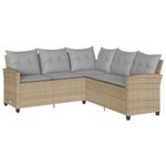 Casa si Gradina - Gradina si terasa - Mobilier exterior - Canapele si fotolii gradina - Canapea in forma de L, cu perne din polirattan bej, pernă șezut gri deschis - Infinity.ro