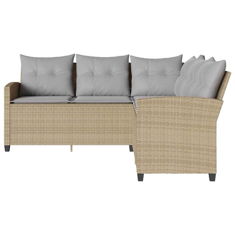 Casa si Gradina - Gradina si terasa - Mobilier exterior - Canapele si fotolii gradina - Canapea in forma de L, cu perne din polirattan bej, pernă șezut gri deschis - Infinity.ro
