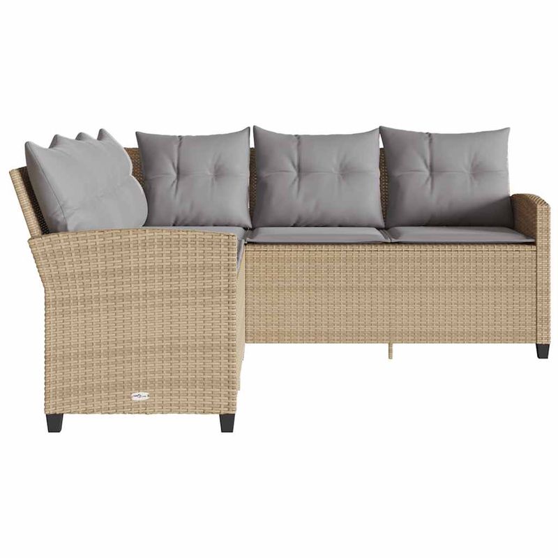 Casa si Gradina - Gradina si terasa - Mobilier exterior - Canapele si fotolii gradina - Canapea in forma de L, cu perne din polirattan bej, pernă șezut gri deschis - Infinity.ro