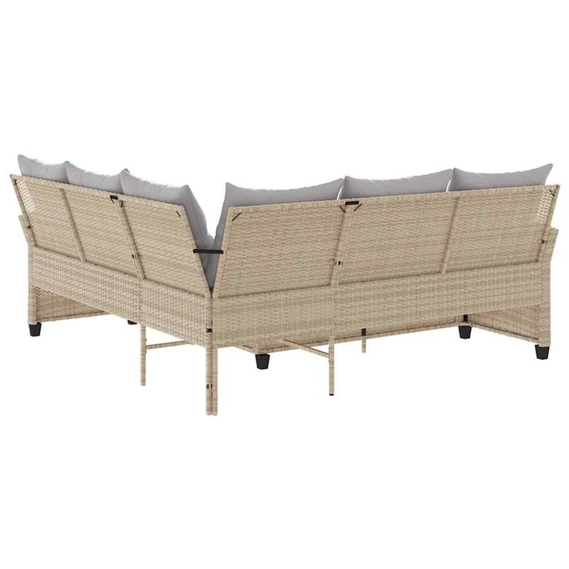 Casa si Gradina - Gradina si terasa - Mobilier exterior - Canapele si fotolii gradina - Canapea in forma de L, cu perne din polirattan bej, pernă șezut gri deschis - Infinity.ro