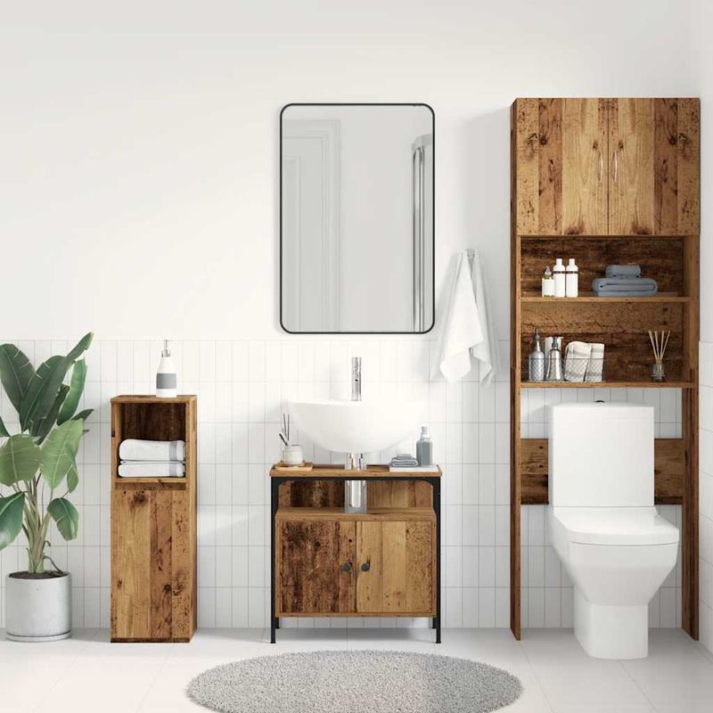 Casa si Gradina - Mobilier - Mobilier baie - Comode baie - Comoda pentru chiuveta de baie lemn vechi lemn prelucrat - Infinity.ro