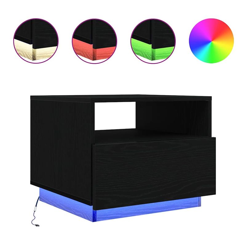 Casa si Gradina - Mobilier - Mese si birouri - Masute de cafea - Masuta de cafea cu lumini LED Stejar negru 50x49x40 cm - Infinity.ro