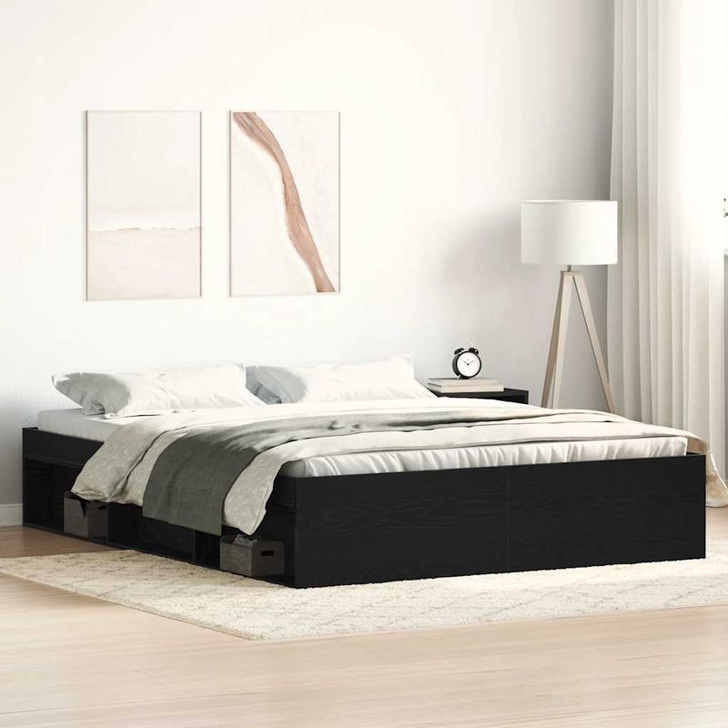 Casa si Gradina - Mobilier - Paturi si accesorii - Paturi - Cadru pat fara saltea, stejar negru, 150x200 cm, lemn prelucrat - Infinity.ro