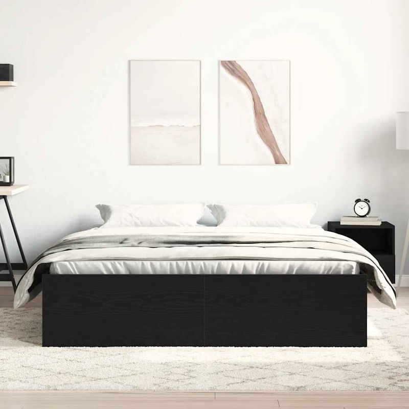 Casa si Gradina - Mobilier - Paturi si accesorii - Paturi - Cadru pat fara saltea, stejar negru, 150x200 cm, lemn prelucrat - Infinity.ro