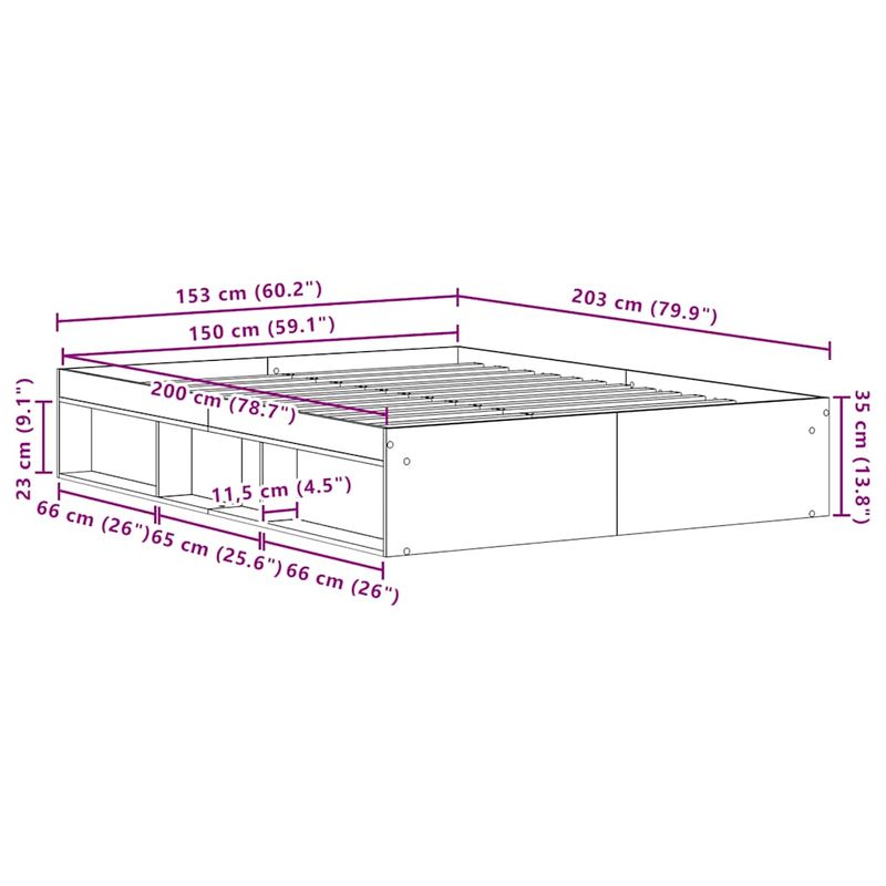 Casa si Gradina - Mobilier - Paturi si accesorii - Paturi - Cadru pat fara saltea, stejar negru, 150x200 cm, lemn prelucrat - Infinity.ro