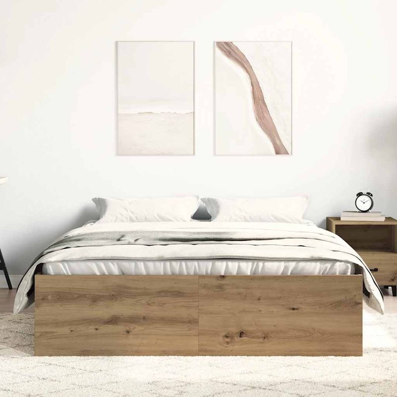Casa si Gradina - Mobilier - Paturi si accesorii - Paturi - Cadru pat fara saltea Stejar Artisan 135x190cm Lemn prelucrat - Infinity.ro