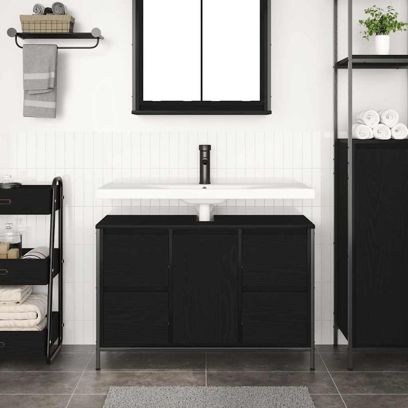 Casa si Gradina - Mobilier - Mobilier baie - Comode baie - Dulap pentru chiuveta cu sertare Stejar negru 90x34,5x60 cm - Infinity.ro