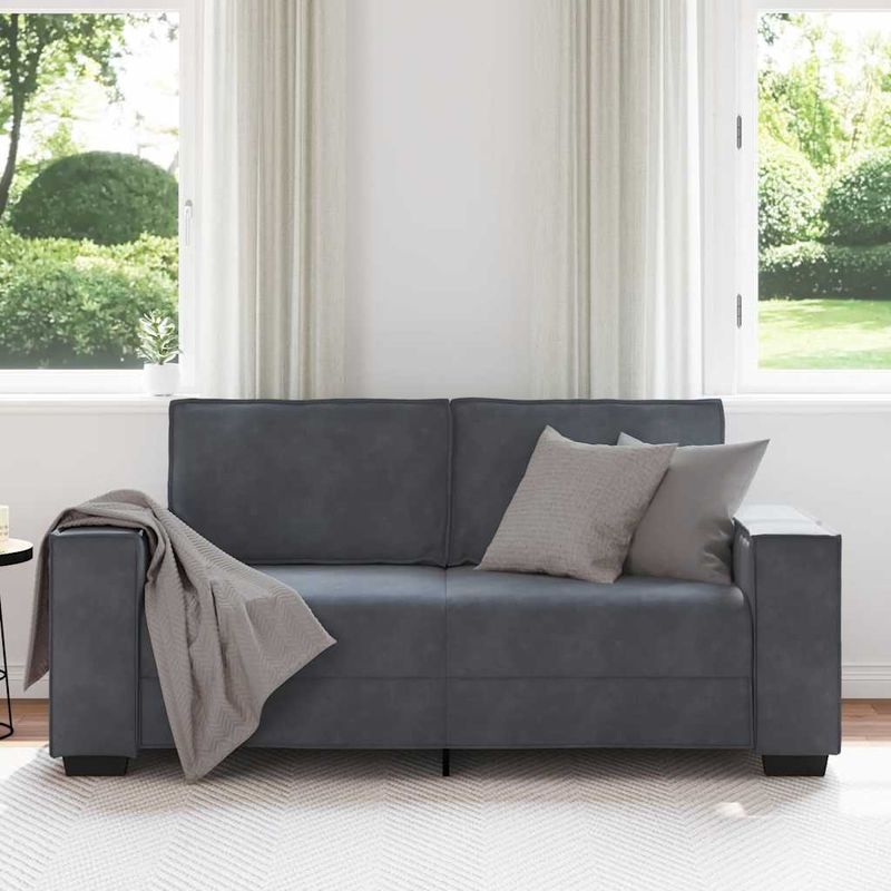 Casa si Gradina - Mobilier - Canapele si coltare - Canapele - Canapea cu 2 locuri, gri inchis, 140 cm, catifea - Infinity.ro