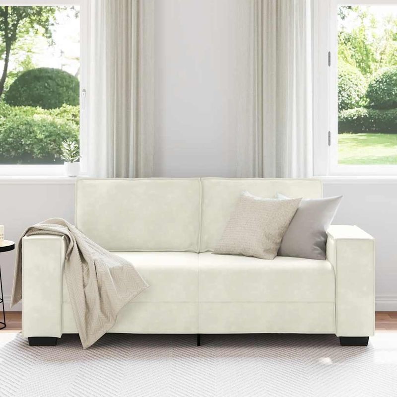 Casa si Gradina - Mobilier - Canapele si coltare - Canapele - Canapea cu 2 locuri, crem, 140 cm, catifea - Infinity.ro