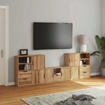 Casa si Gradina - Mobilier - Comode si corpuri - Comode - Unitati TV 5 piese cu depozitare „ODDA” din lemn masiv de pin, model 5 rafturi 5 sertare - Infinity.ro