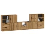 Casa si Gradina - Mobilier - Comode si corpuri - Comode - Unitati TV 5 piese cu depozitare „ODDA” din lemn masiv de pin, model 5 rafturi 5 sertare - Infinity.ro