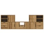 Casa si Gradina - Mobilier - Comode si corpuri - Comode - Unitati TV 5 piese cu depozitare „ODDA” din lemn masiv de pin, model 5 rafturi 5 sertare - Infinity.ro