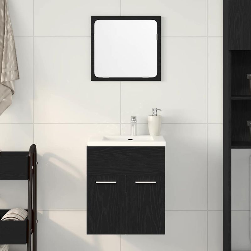 Casa si Gradina - Mobilier - Seturi de mobilier - Seturi baie - Set de mobilier de baie din 2 piese din lemn de stejar negru - Infinity.ro