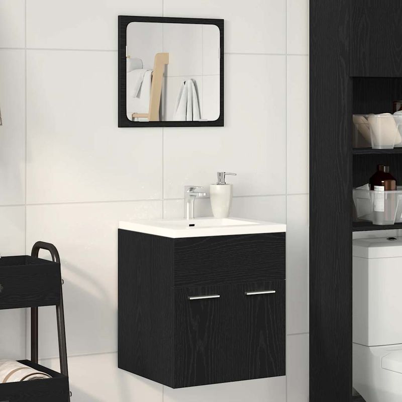 Casa si Gradina - Mobilier - Seturi de mobilier - Seturi baie - Set de mobilier de baie din 2 piese din lemn de stejar negru - Infinity.ro