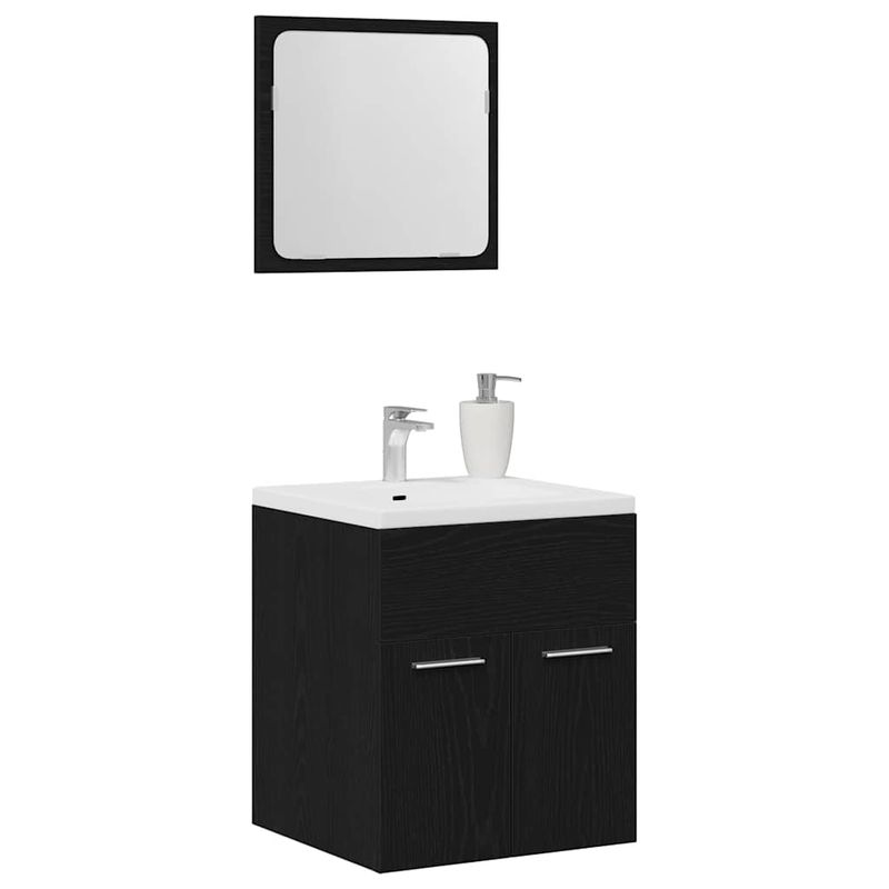 Casa si Gradina - Mobilier - Seturi de mobilier - Seturi baie - Set de mobilier de baie din 2 piese din lemn de stejar negru - Infinity.ro